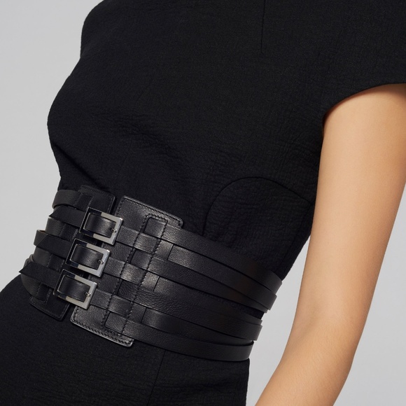 Vaincourt Brown Leather Multi Buckle Multi Strap Wide Waist Belt - Picture 2 of 13